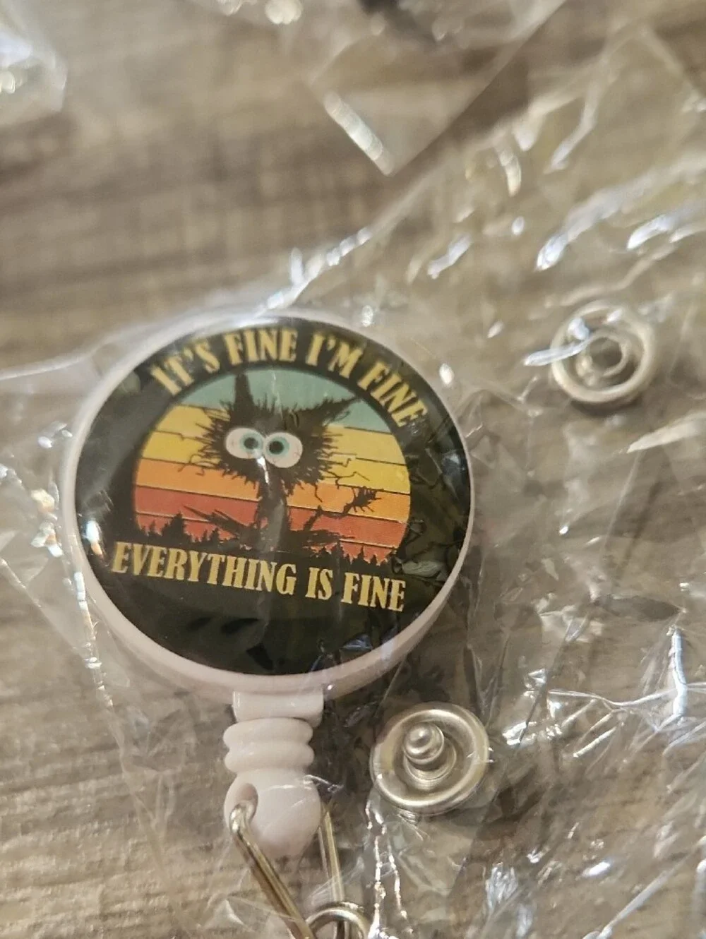 Assorted Novelty Cat & Meme Badge Reel - White
